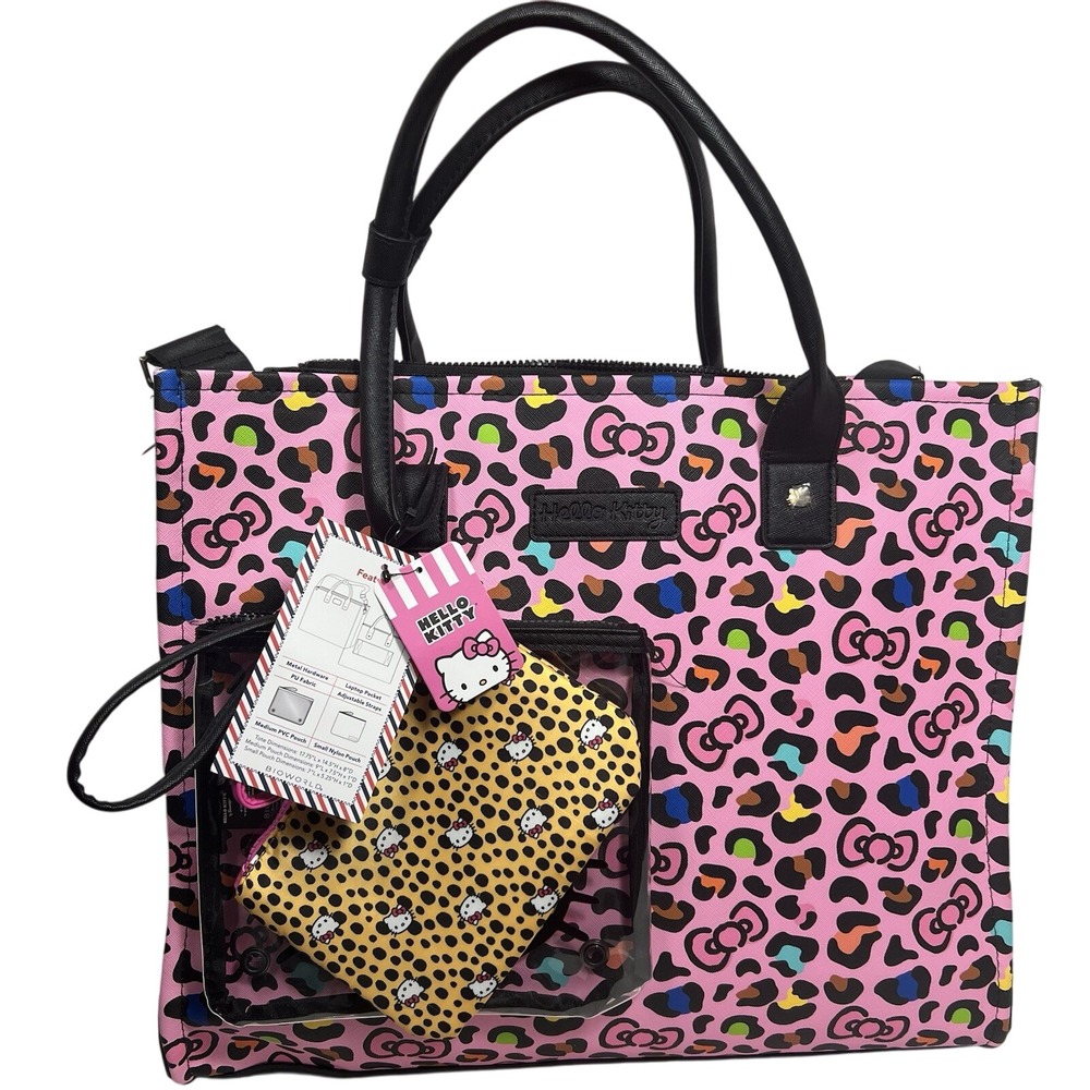Hello Kitty Pink Leopard Print 3 Piece Travel Tote